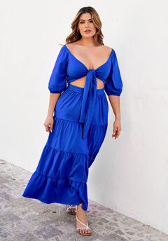 Temptation Cut Out Tiered Maxi A Line Dress