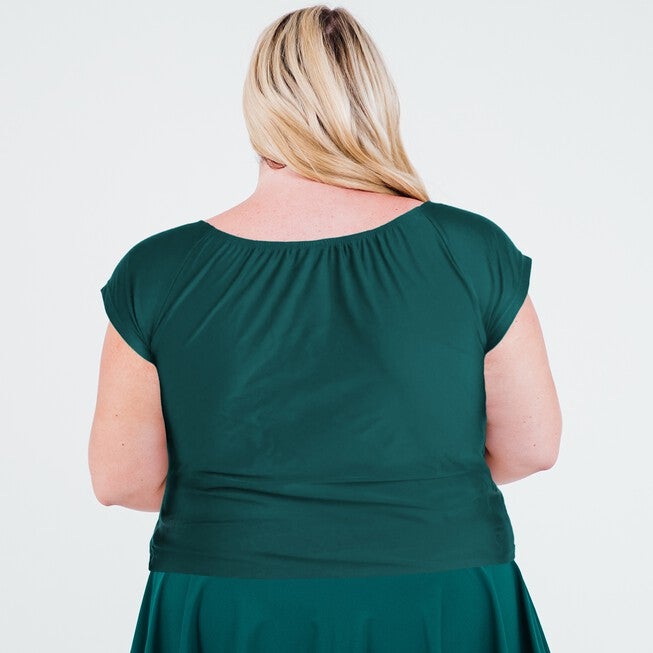 Zoey Crop Swim Top, Dark Jade / Forest Green, alternate image number null