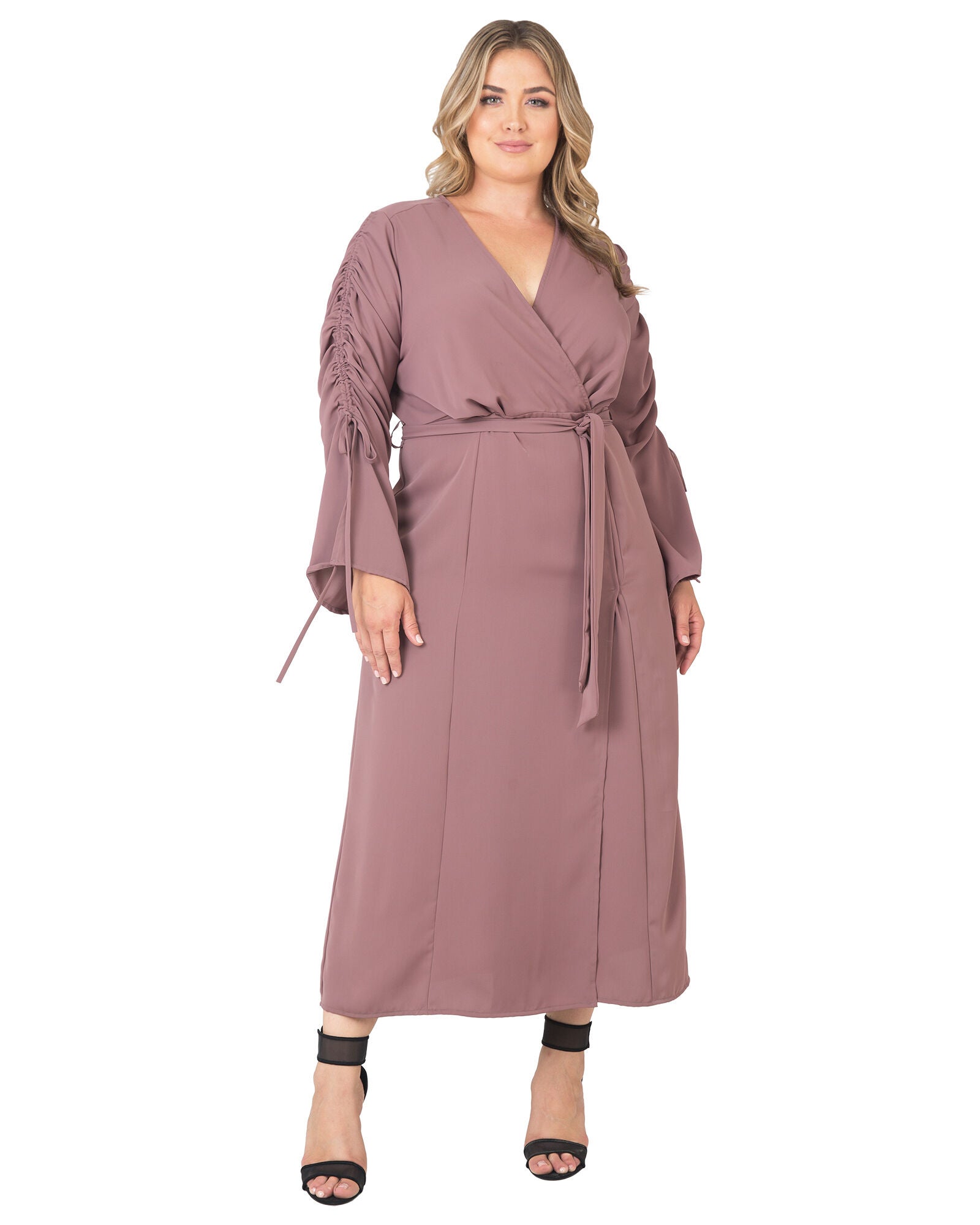 Standards & Practices Long Sleeve Maxi Wrap Dress, RASPBERRY / Mauve, hi-res image number 0