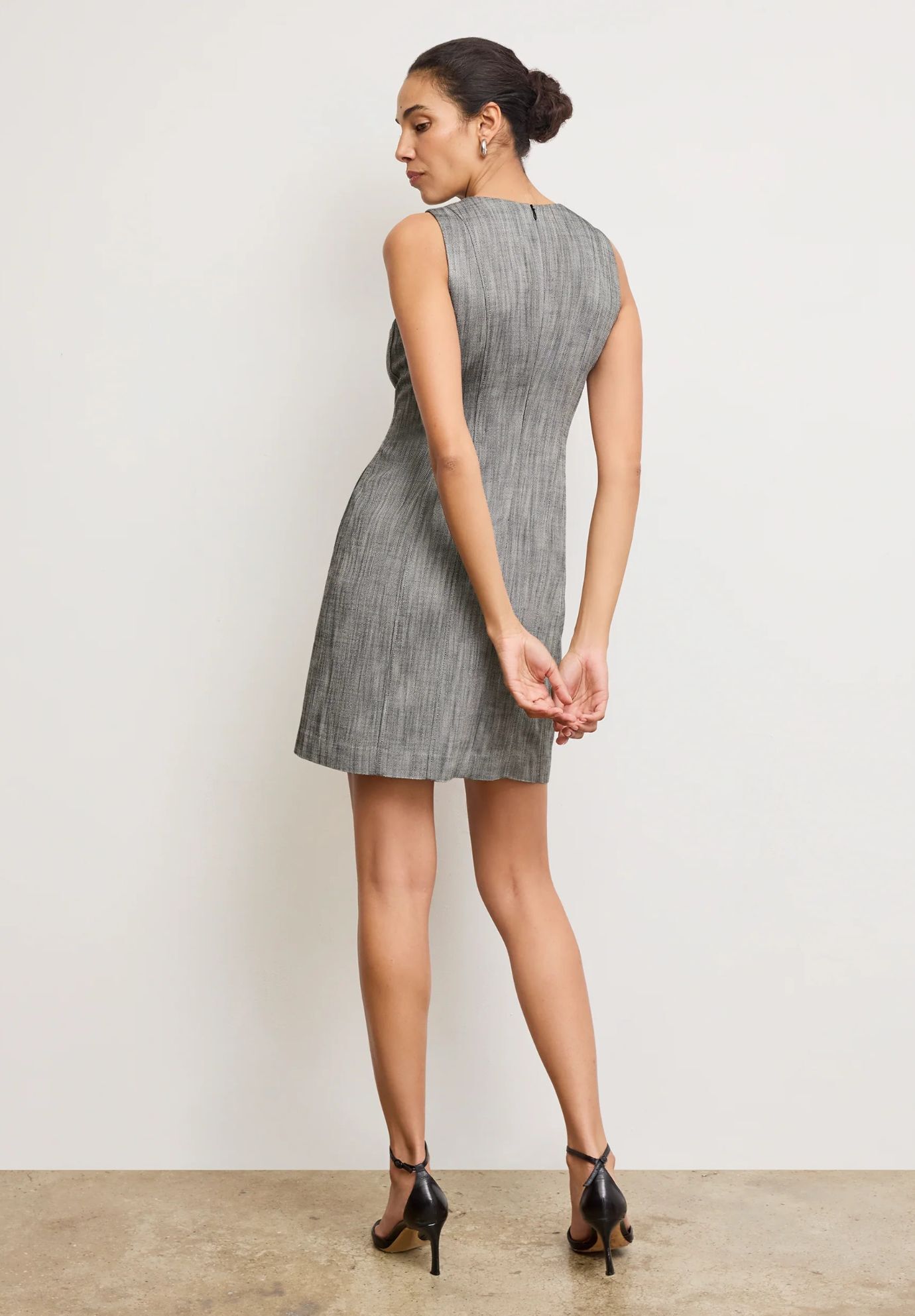 Carolina Shift Dress - Porto Weave, BlackWhite / Light Grey, alternate image number 2
