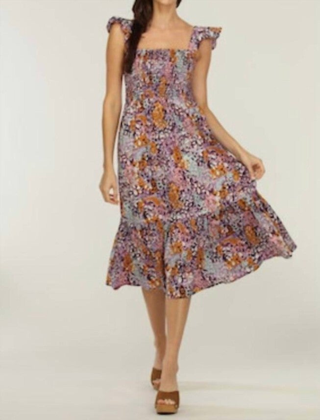 RYLAN SMOCKED MIDI DRESS IN MULTI, , alternate image number 5