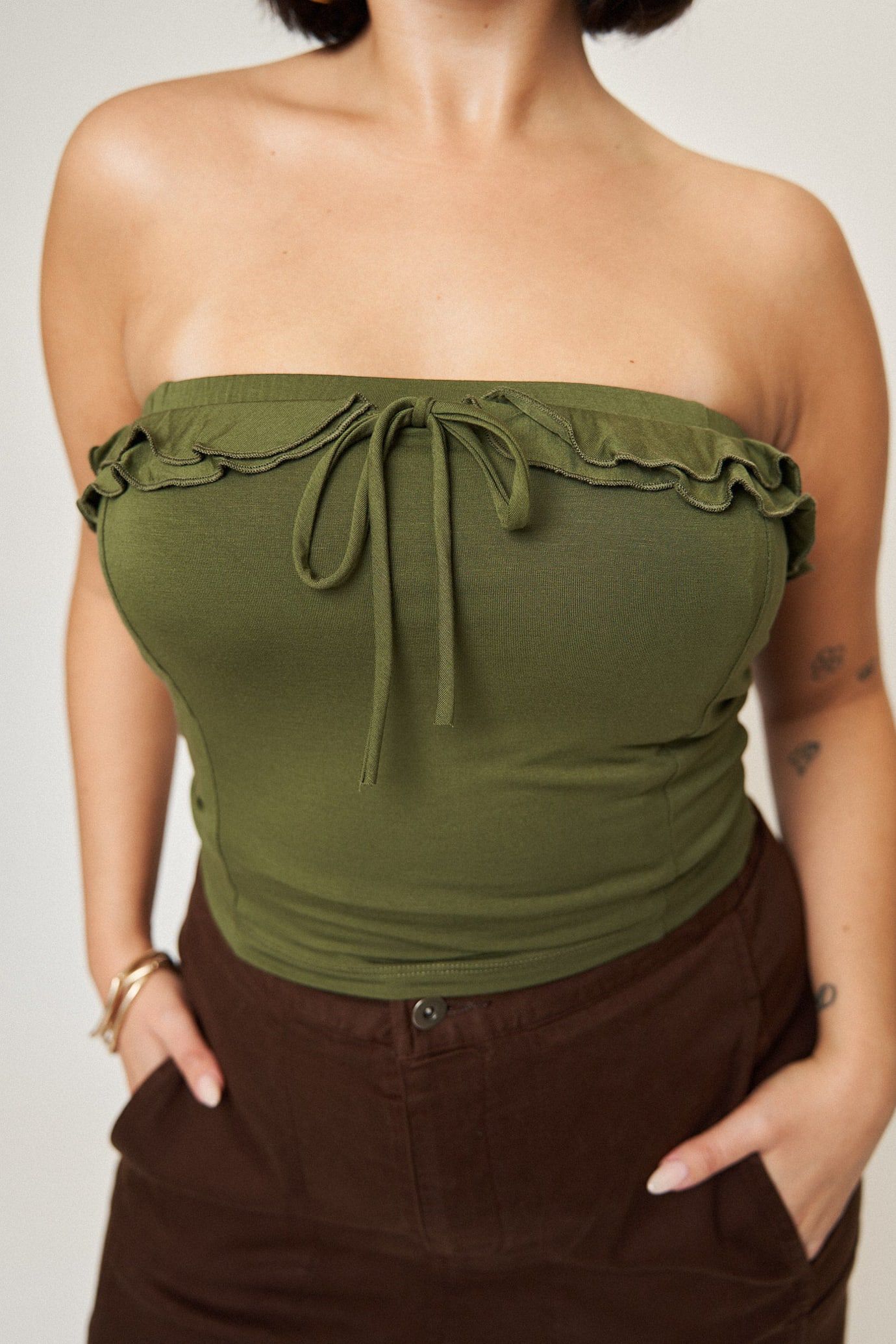 Madison Tube Top, Army Green / Olive Green, alternate image number 2