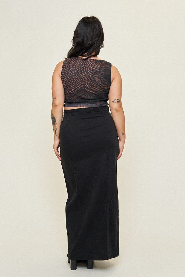 Leah Cotton Tencel Cargo Maxi Skirt, Black / Black, alternate image number 3