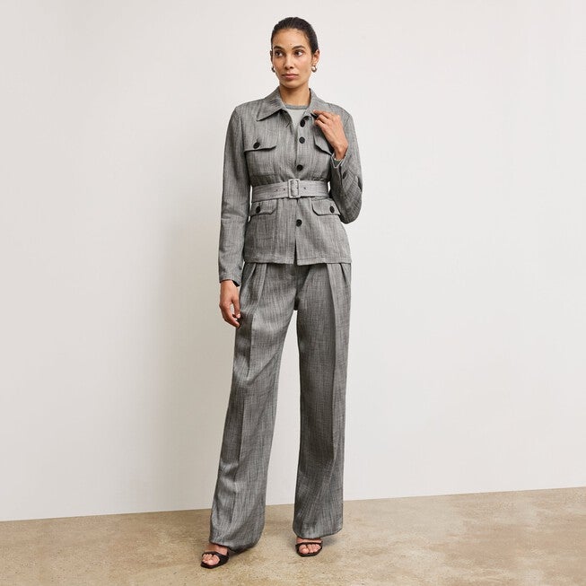 Emery Safari Blazer - Porto Weave, BlackWhite / Light Grey, alternate image number 3