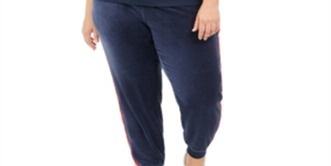 Tommy Hilfiger Women's Sport Plus Chevron Velour Hooded Sweatshirt Navy Size 0X, , alternate image number 5