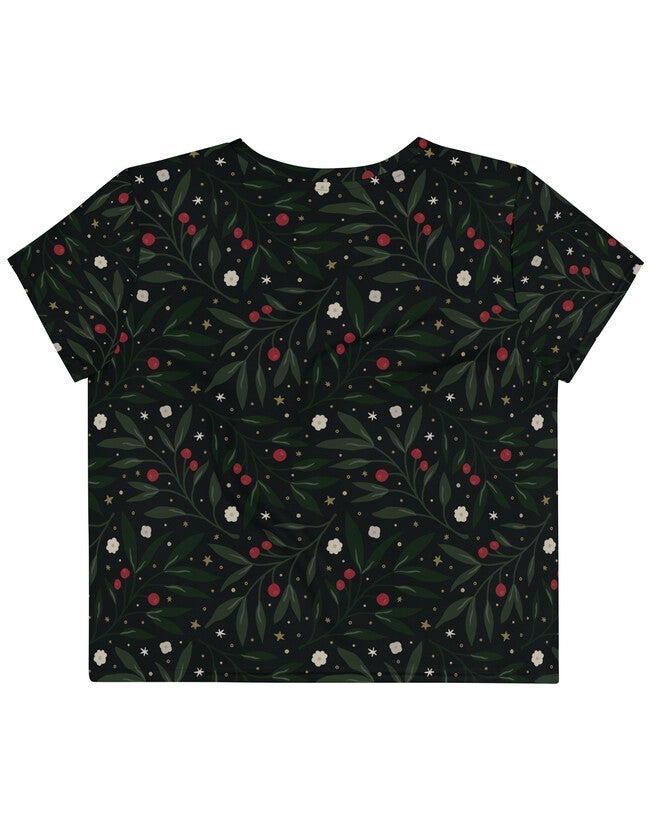Nocturnal Holly Crop Tee, Black / Black, alternate image number null