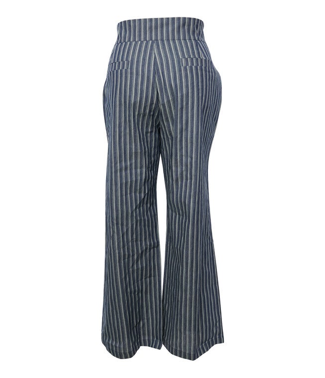 Unique Vintage Denim & White Stripe High Waist Sailor Ginger Pants, , alternate image number null
