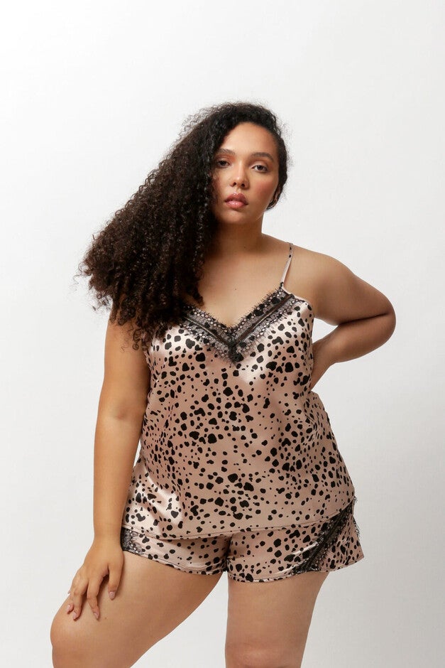 Nicolette Lace Trim Cami Top, Modern Leopard Print / Gold, hi-res image number 0