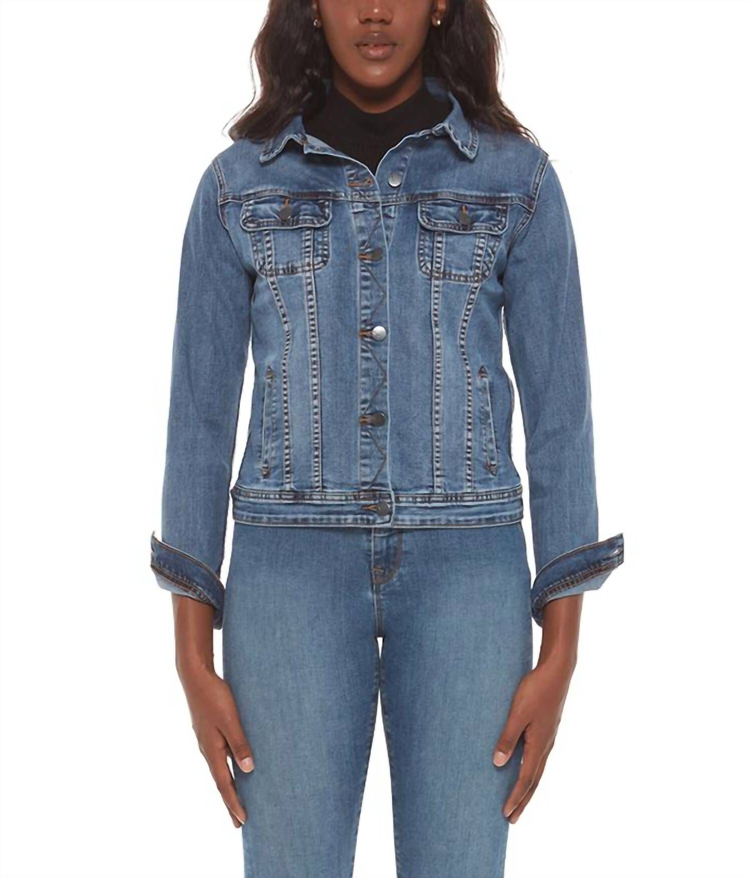 Gabriella Classic Denim Jacket In Stone Blue, Stone Blue / Dusty Blue, hi-res image number 0