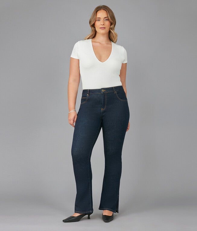 Women's BILLIE-DRB High Rise Bootcut Jeans, Dark Rinse Blue / Navy, hi-res image number 0