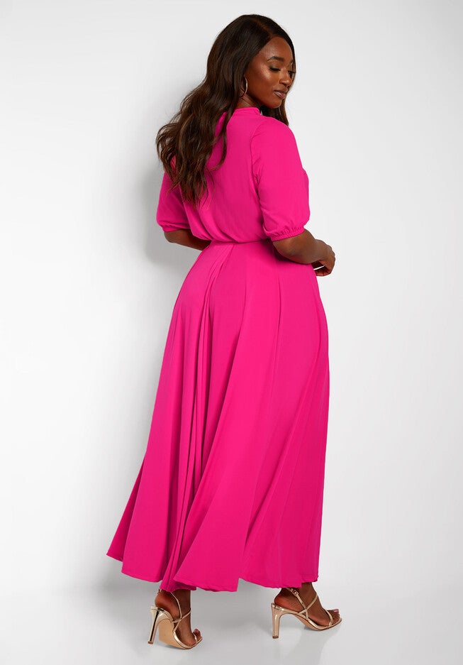 Twyla Tie Front Crop Top, Fuchsia / Deep Fuchsia, alternate image number 4