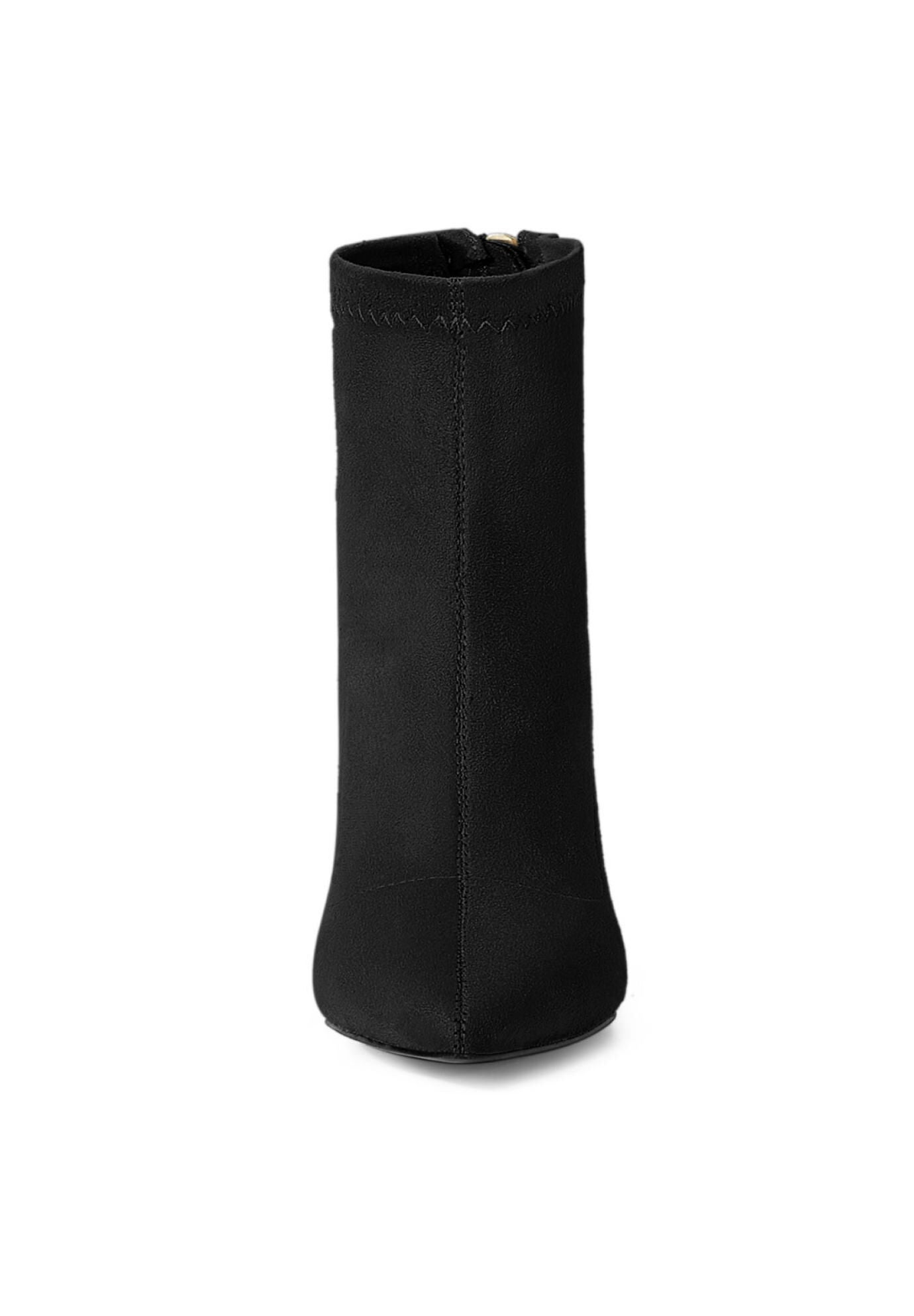 Pointed Toe Zipper Chunky Heels Ankle Boots, Black / Black, alternate image number 2