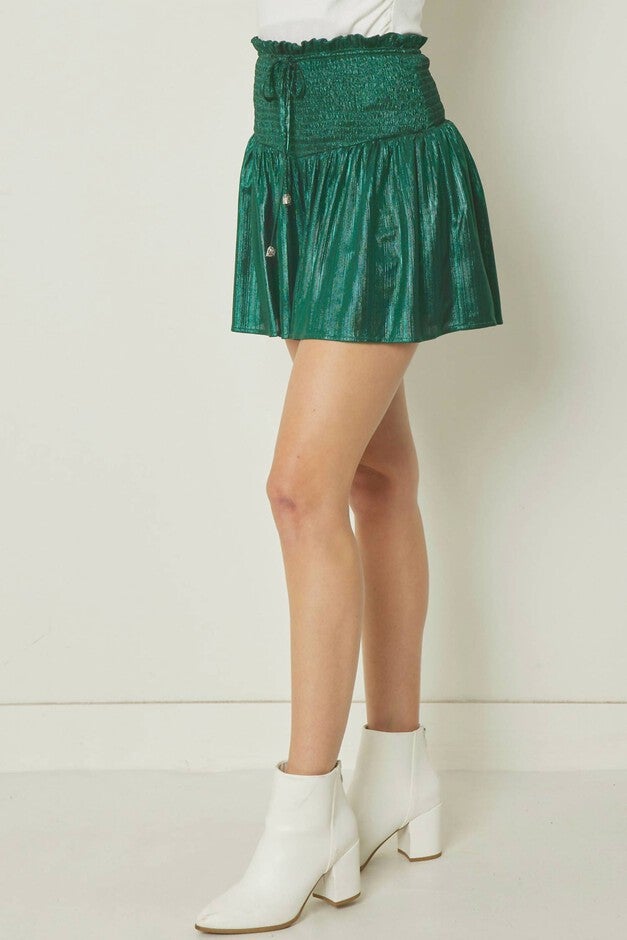 A Little Shimmer Shorts In Hunter Green, , alternate image number null