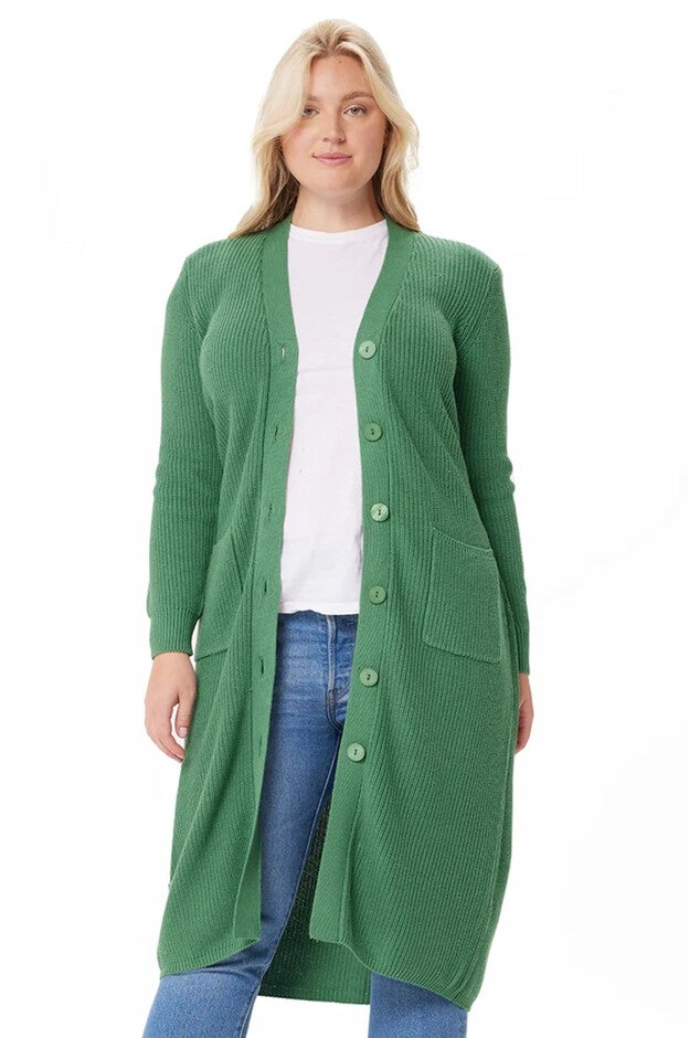 Cotton Cashmere Belted Long Cardigan, Golf Green / Kelly Green, hi-res image number 0