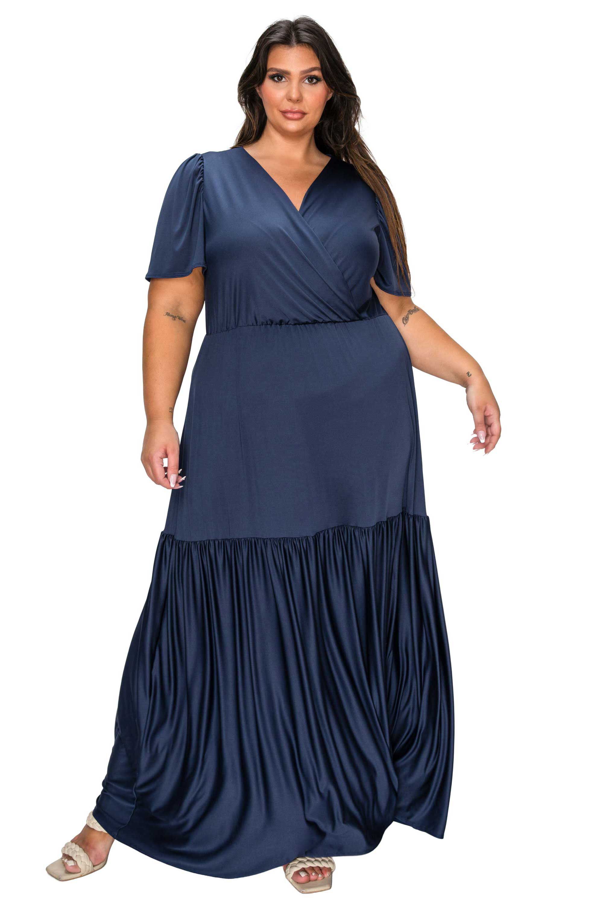 Violetta Tiered Surplice Dress, Navy / Navy, hi-res image number 0