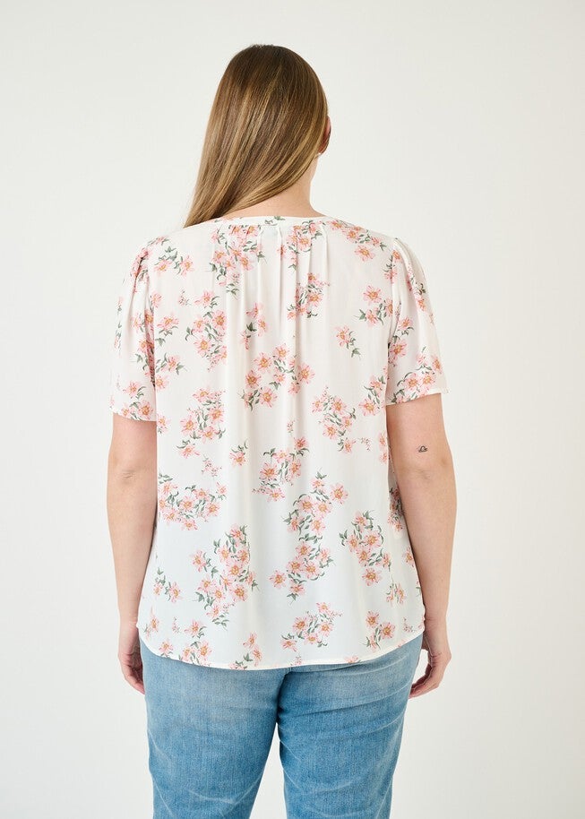 Chandler Short Sleeve Top, N538 Ivory / White, alternate image number 1