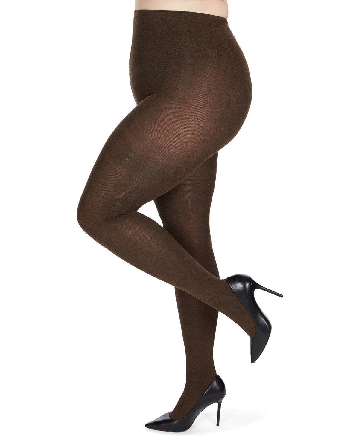 Brooklyn Flat Knit Cotton Blend Sweater Tights, Brown Heather / Brown, hi-res image number 0