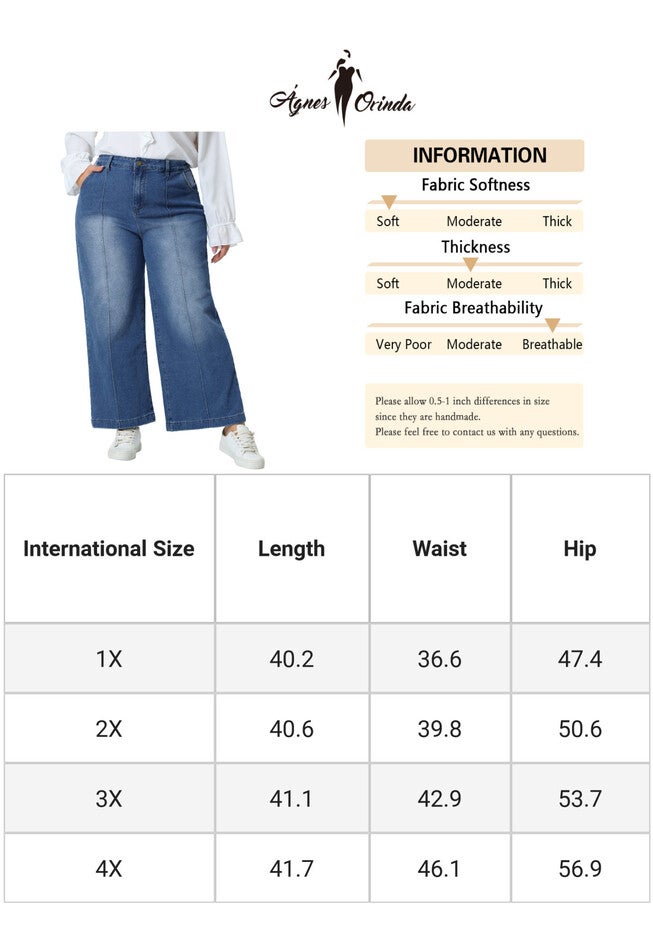 WIDE LEG BAGGY WASHED STRETCH DENIM ANKLE JEANS, Mid Blue / Light Blue, alternate image number 3