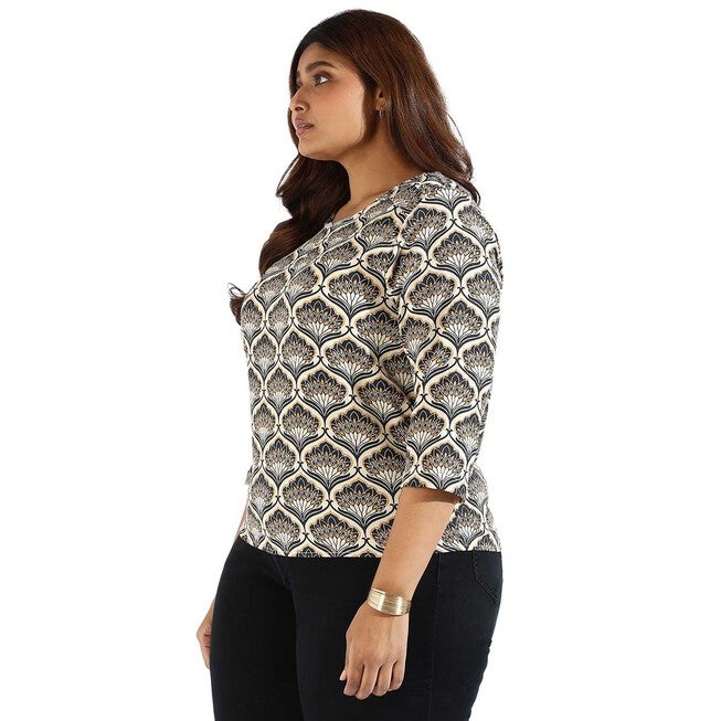 Women Graphic Design Casual Top, Brown / Brown, alternate image number null
