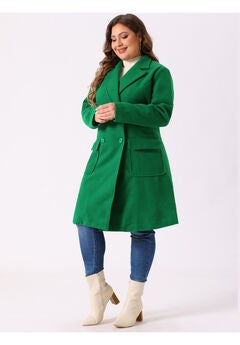Notch Lapel Double Breasted Pea Trench Coat