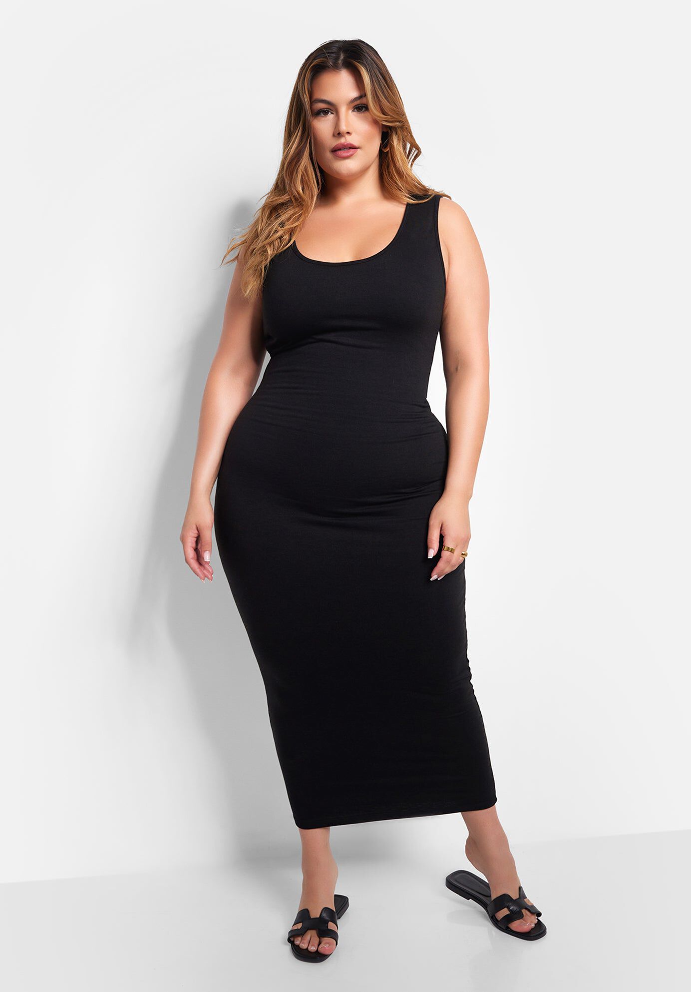 Essential Tank Maxi Bodycon Dress, Black / Black, hi-res image number 0