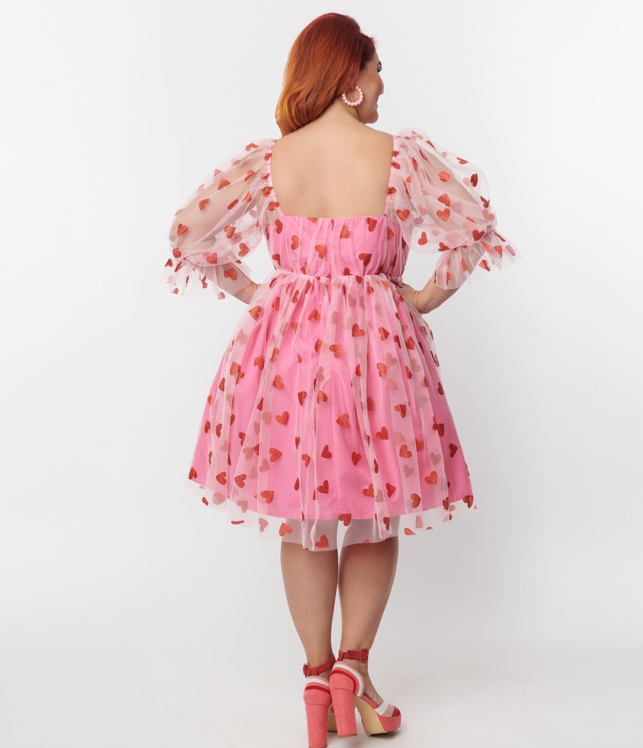 Smak Parlour Pink & Red Glitter Hearts Love Interest Babydoll Dress, Pink Red / Pink, alternate image number 4