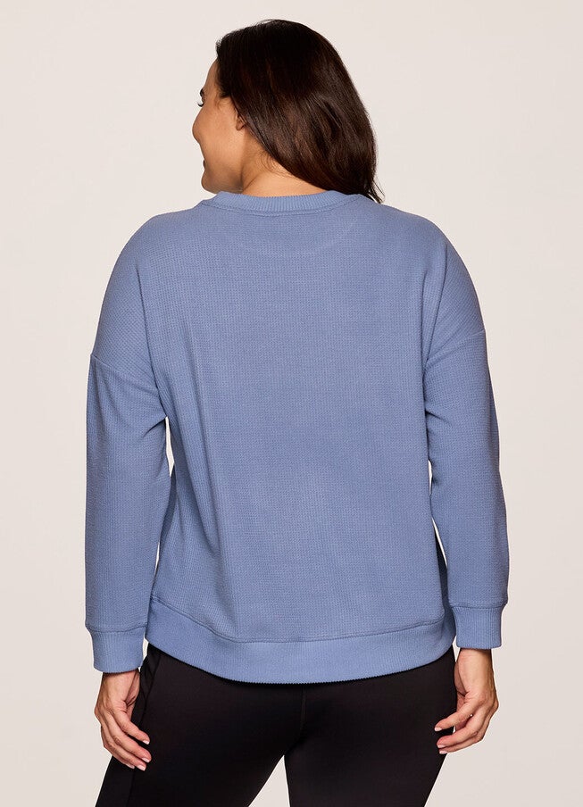Off Days Relaxed Waffle Knit Top, Hazy Blue / Cornflower Blue, alternate image number null