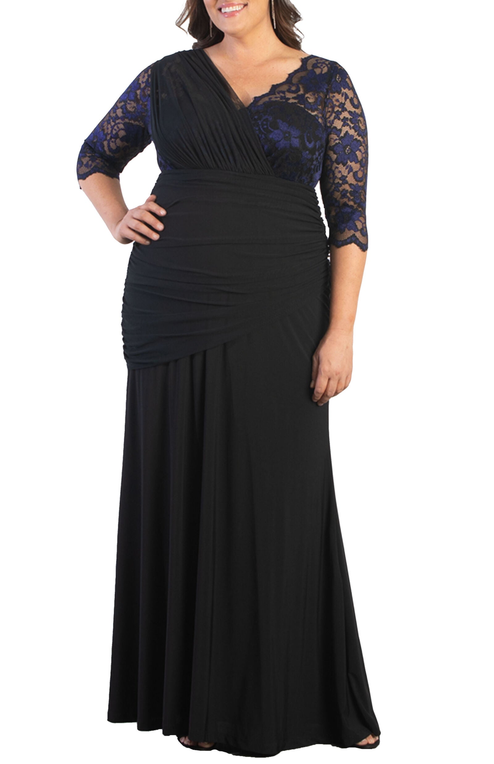 Soiree Evening Gown, VIOLET NOIR / Black, hi-res image number 0
