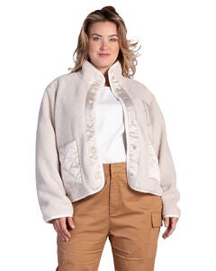 Zozo Womens  Plus Size Embroidered Dog Patch Pocket Sherpa Jacket