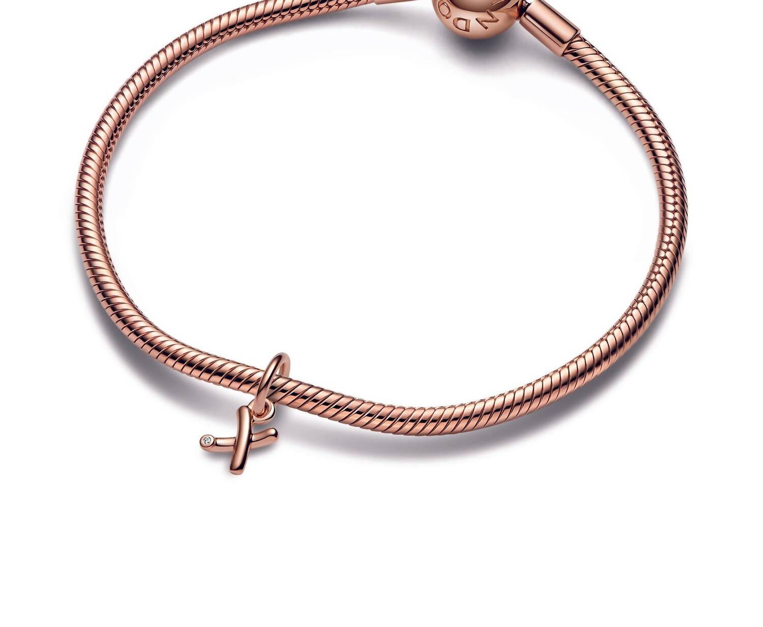 LETTER X SCRIPT ALPHABET DANGLE CHARM IN ROSE GOLD, , alternate image number 4