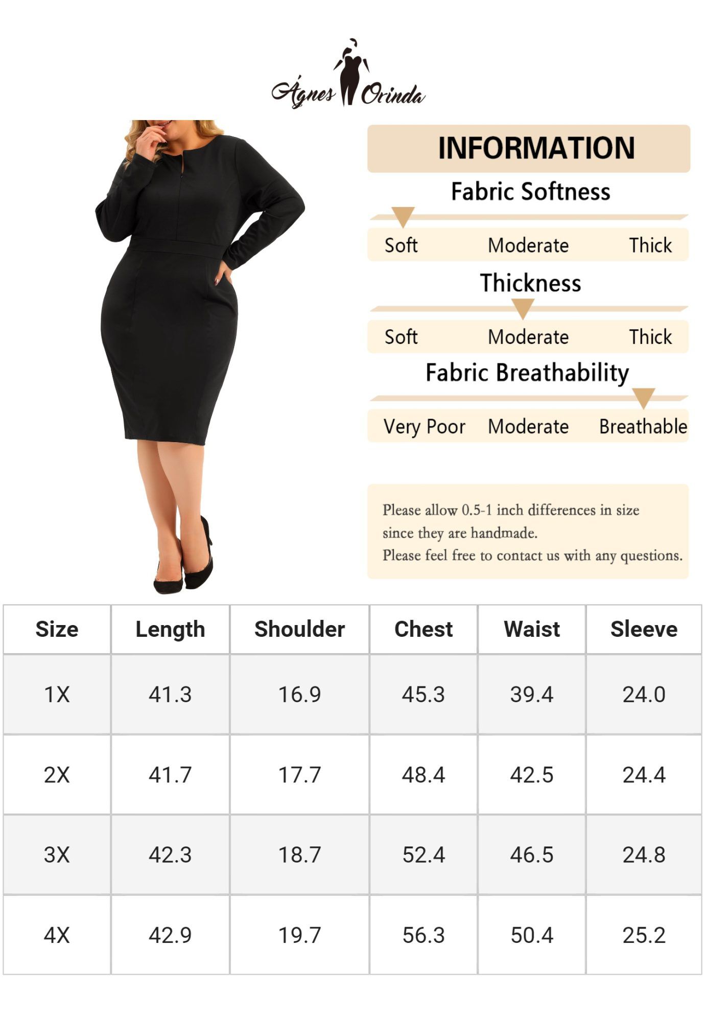 Office Work Long Sleeves Sheath Dress, Black / Black, alternate image number 4