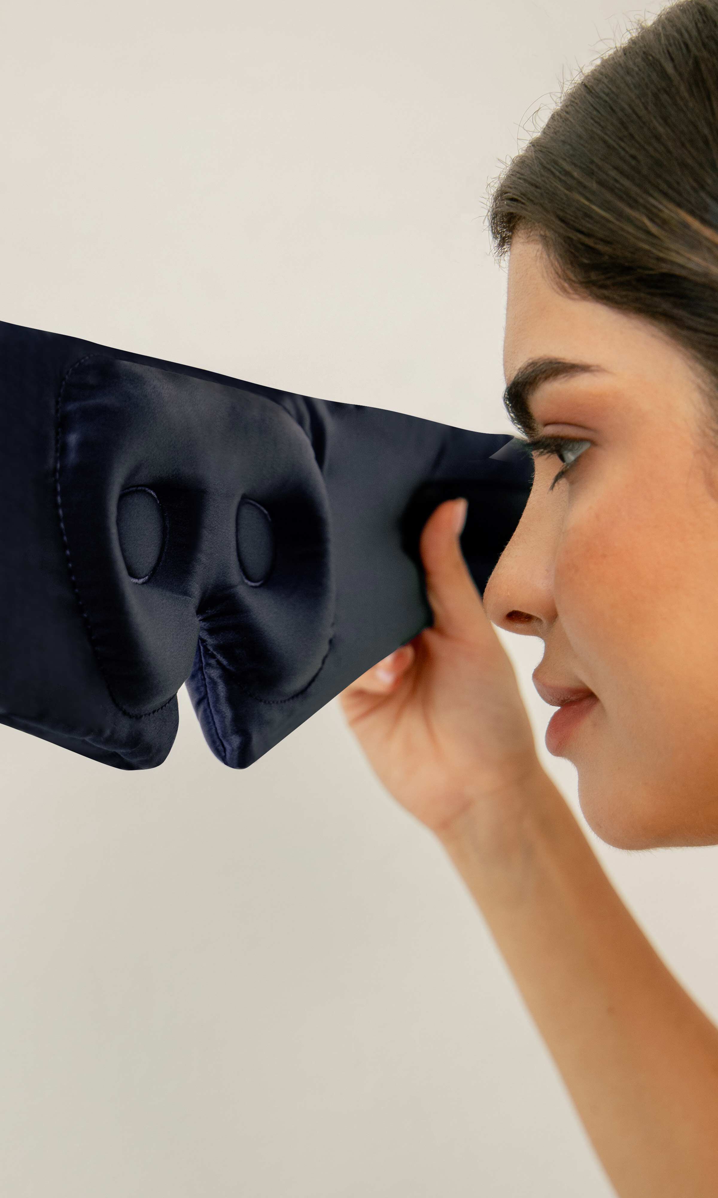 Eyelash Protecting Silk Sleep Mask, Midnight Blue / Navy, alternate image number 1