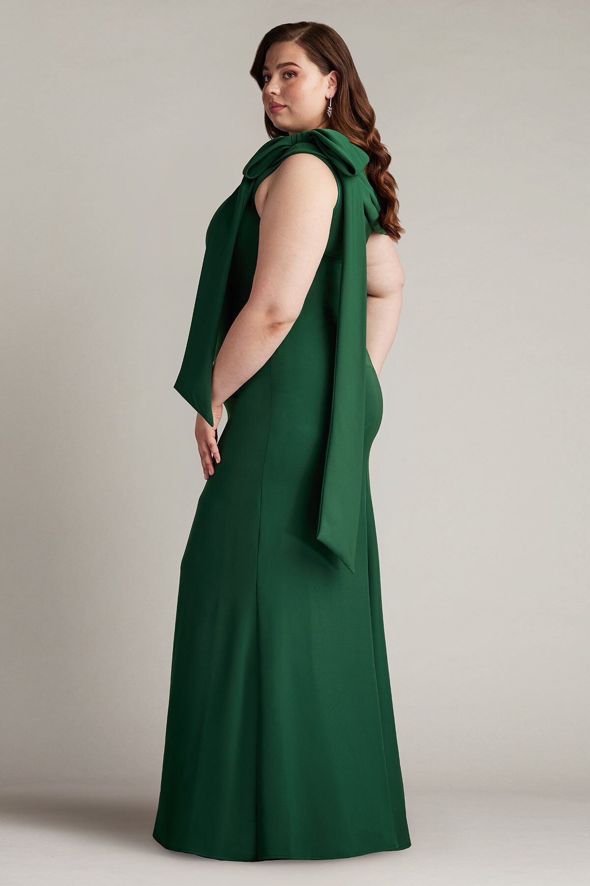 Cassia Bow-Shoulder Crepe Gown - PLUS SIZE, BAMBOO / see-description, alternate image number 2