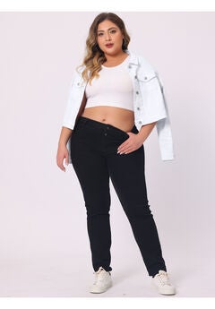 BUTTON CLOSED CROPPED DENIM JACKET
