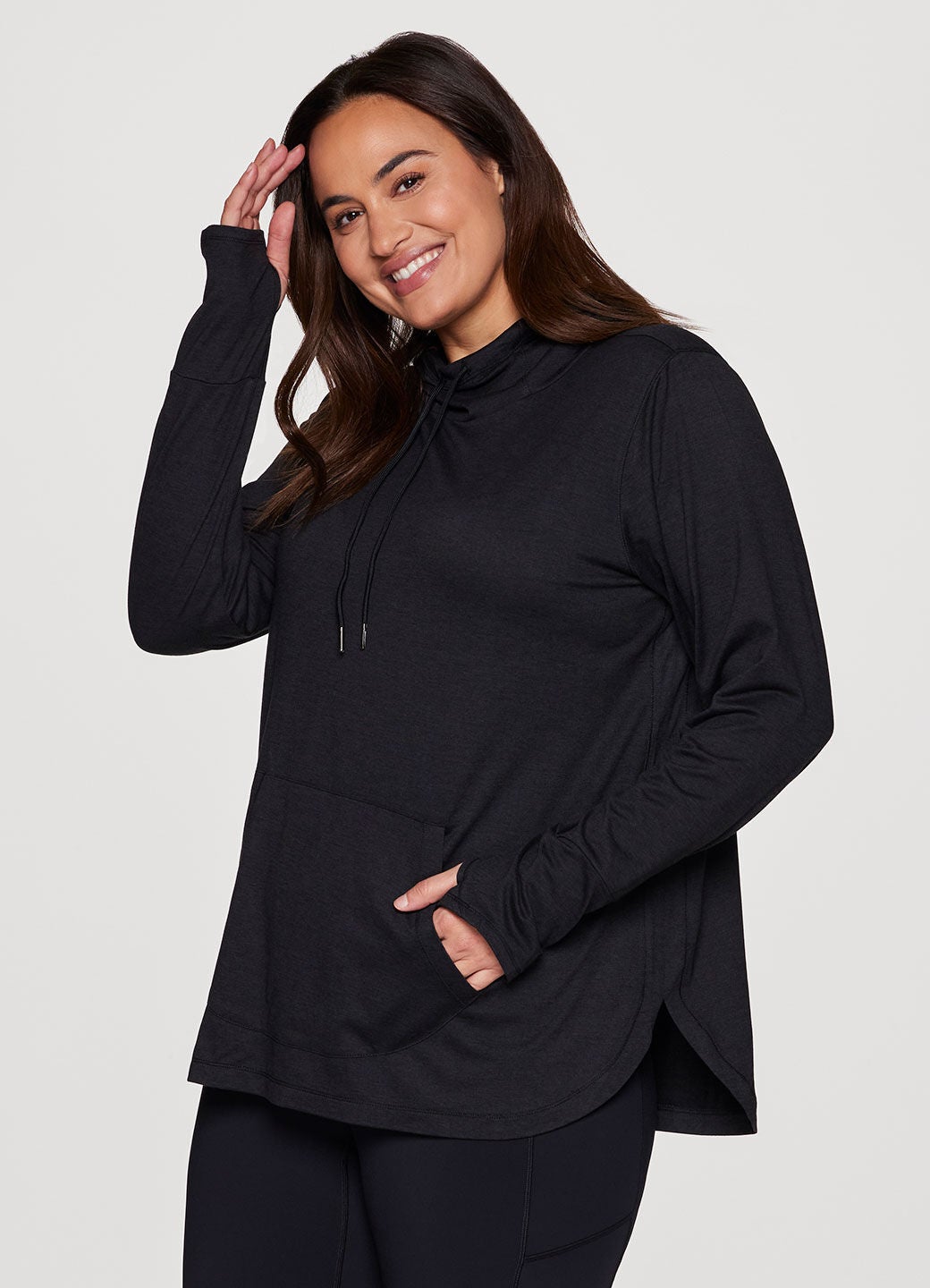 Studio Breathe Super Soft Hoodie Tunic, Black Heather / Black, alternate image number 4