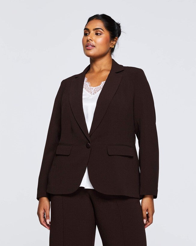Megan Black Blazer, Chocolate / Brown, hi-res image number 0