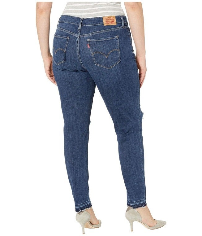 Levi's Women's 711 Denim Destroyed Skinny Jeans Blue 24W, , alternate image number null