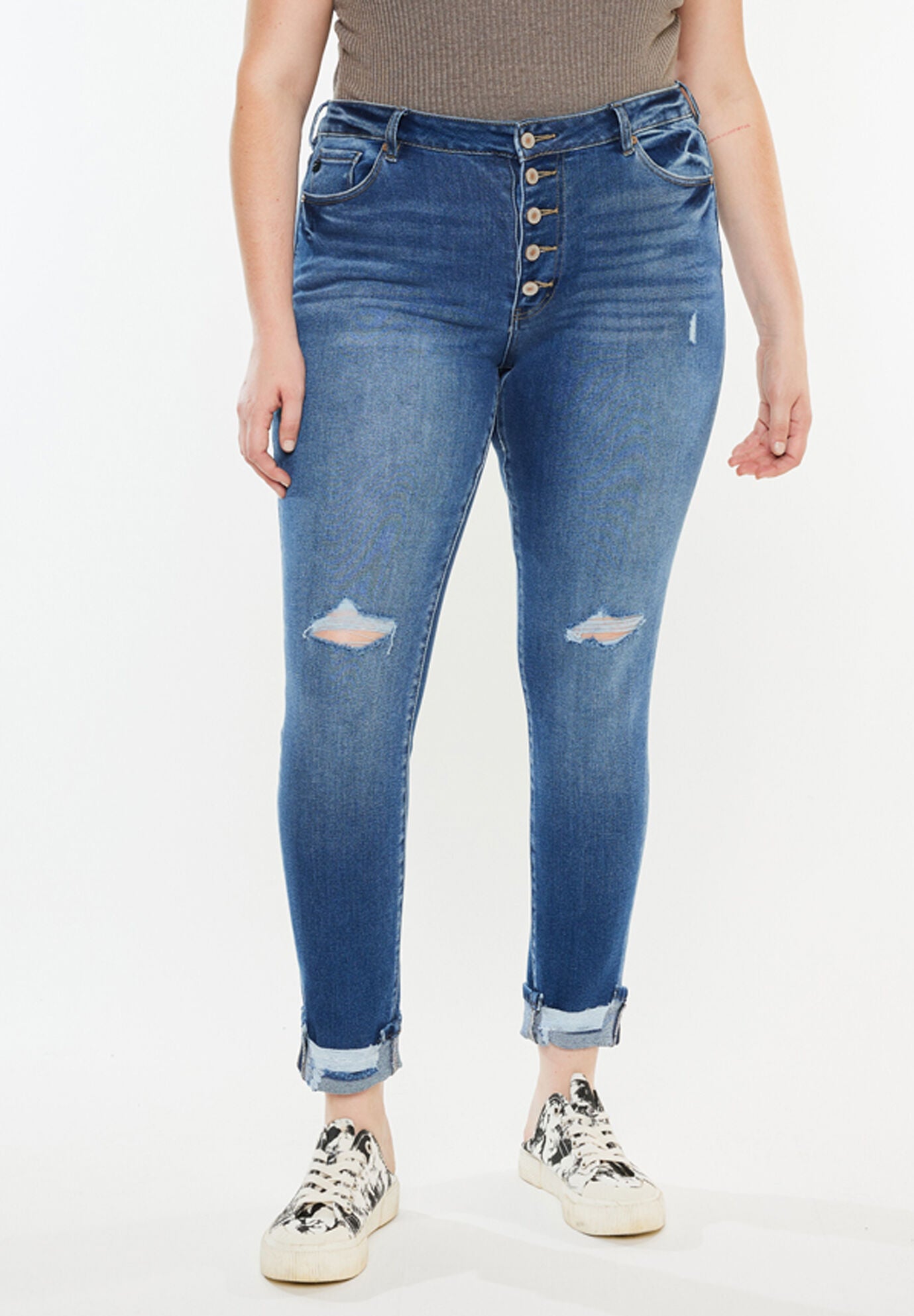 Dorah High Rise Ankle Skinny (Plus Size), Medium Wash / Medium Wash, alternate image number 2