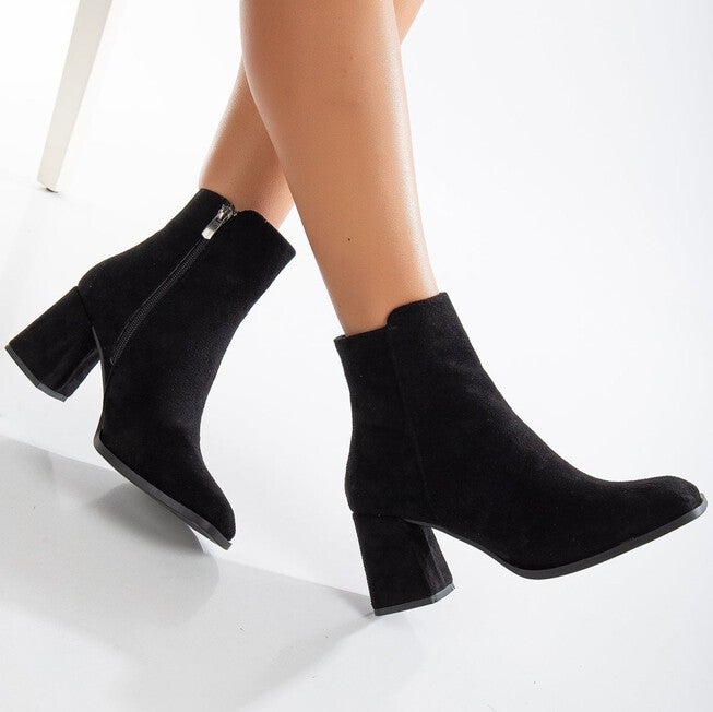 NADINE - BLACK SUEDE ANKLE BOOTS, BLACK / Black, alternate image number 2