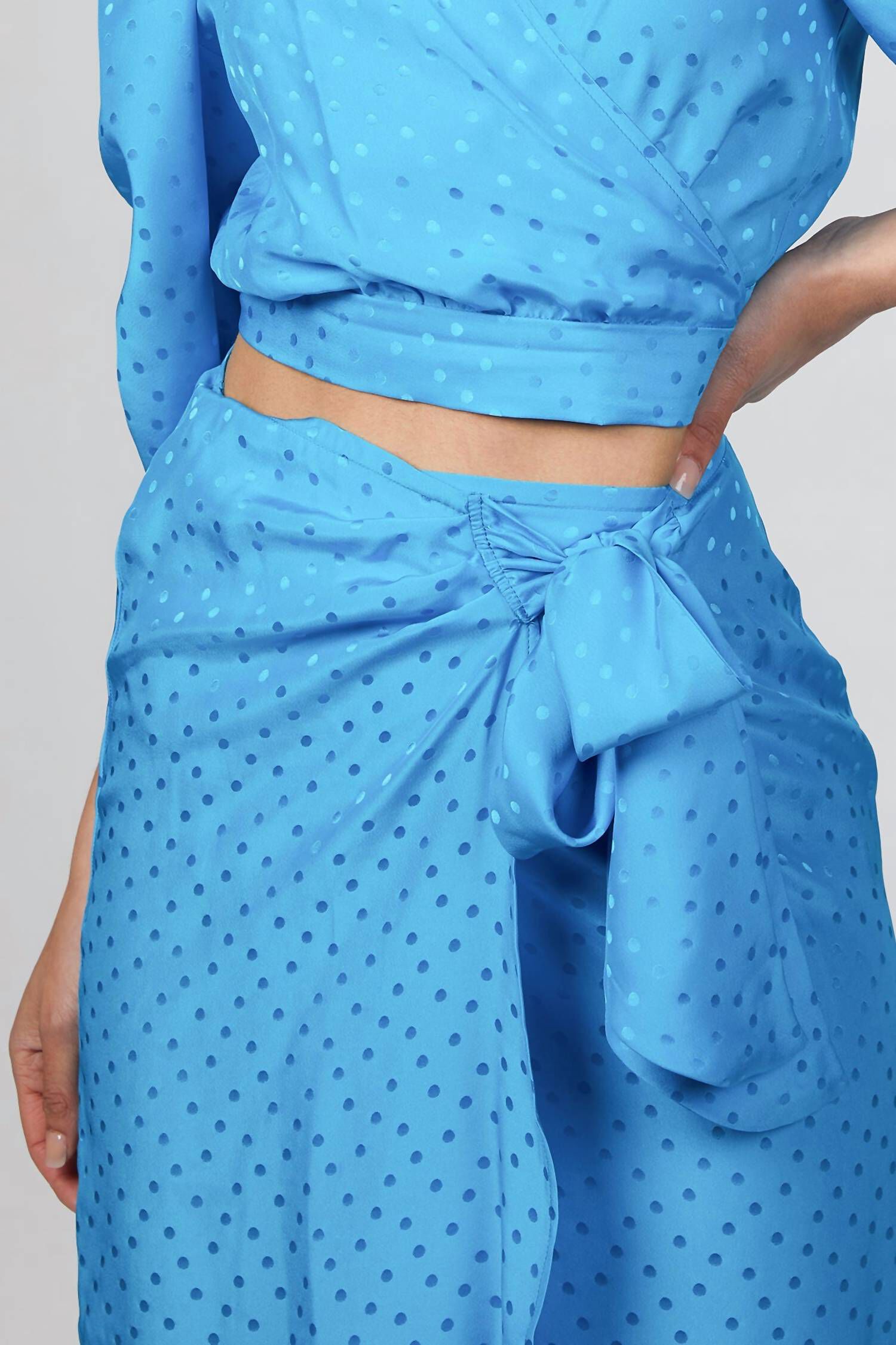 SKIRT IN TURQUOISE JACQUARD, Turquoise Jacquard / Light Blue, alternate image number 2