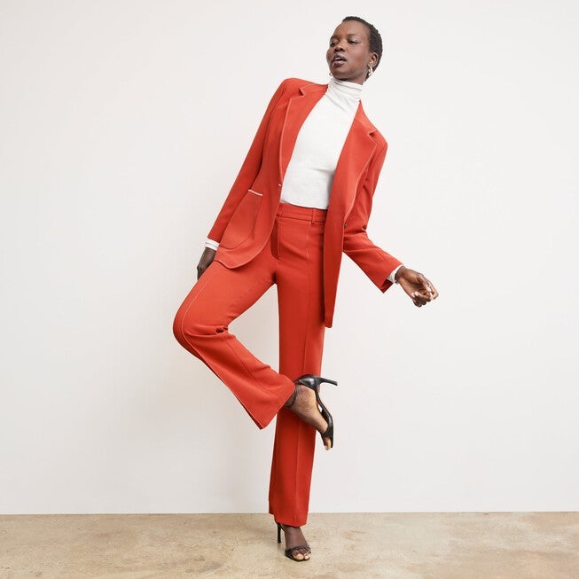 Axam Layering Turtleneck - Contrast Organic Ribbed Pima Cotton, IvoryRed / White, alternate image number 6