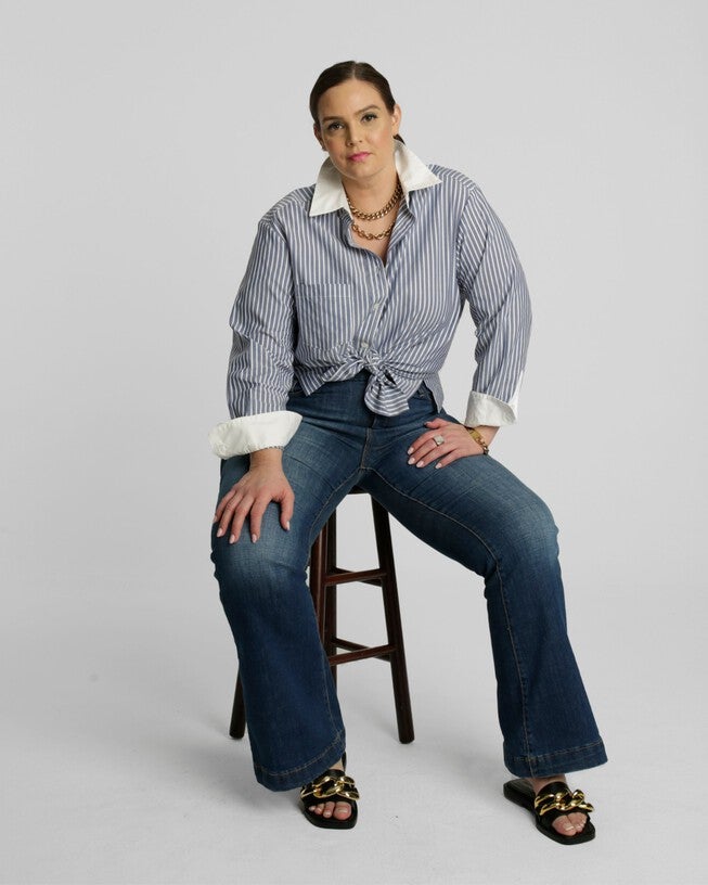 Perfect Oversized Stripe Shirt #2 French Blue, Blue White Striped / Dusty Blue, alternate image number null