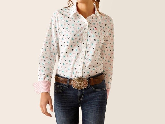 KIRBY STRETCH SHIRT IN STEER GARDEN, Steer Garden / White, hi-res image number null