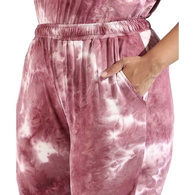 Women Peach Tye-Dye Hooded Co-Ords Set, Pink / Pink, alternate image number 2