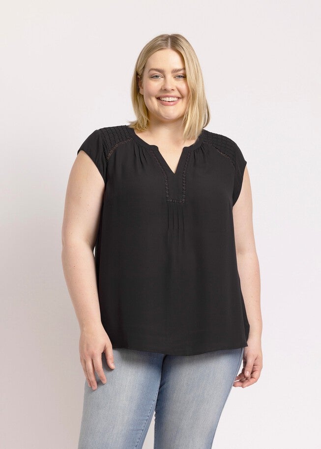 Adalee Cap Sleeve Top with Lace, , alternate image number 5