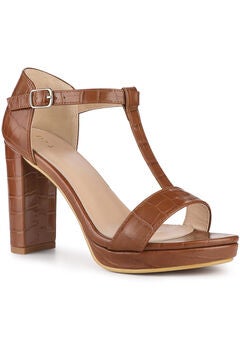 Platform Print Embossed Ankle Strap Chunky Heels Sandals
