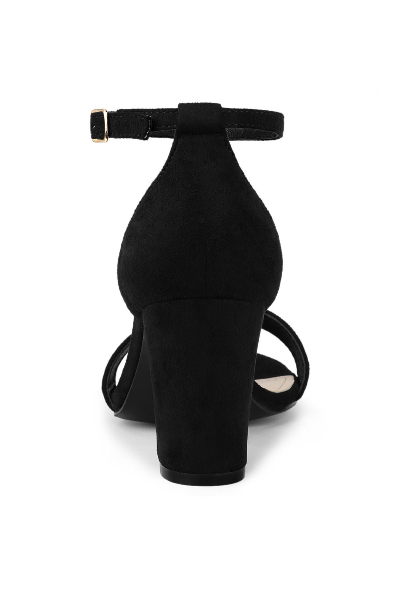 Open Toe Ankle Strap Chunky High Heel Sandals, Black / Black, alternate image number 3