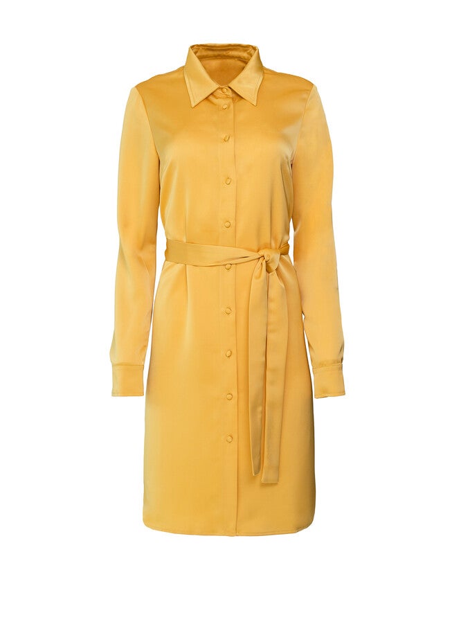 Belted Blouse Dress, Yellow / Yellow, alternate image number 1