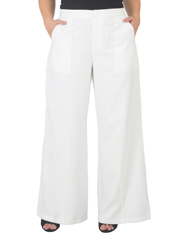 Brooklyn High Waist Wide Leg Pants, Off White / White, hi-res image number 0