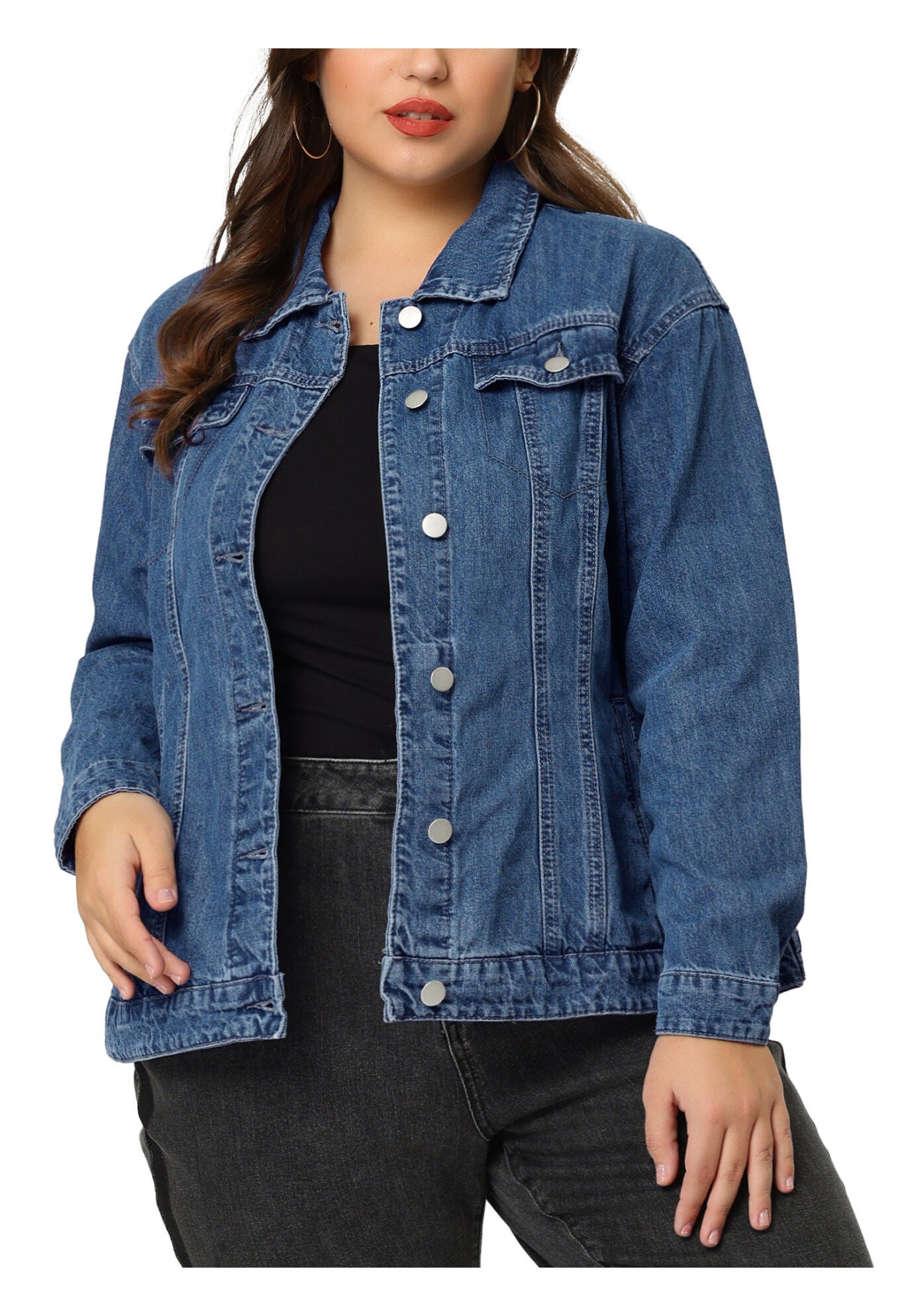 STITCHING BUTTON FRONT WASHED DENIM JACKET, Denim Blue / Azure Blue, alternate image number 1